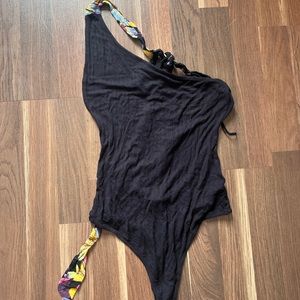 One shoulder free people body suit